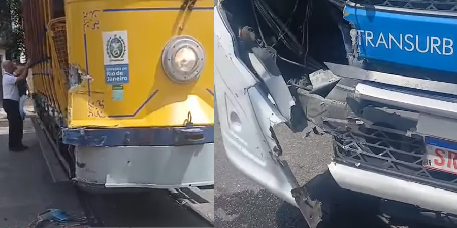 Pra variar, mais um acidente com a Transurb no bairro. Ônibus bate de frente com bonde